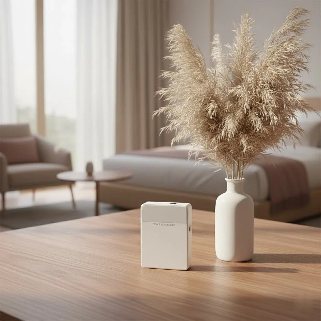 Google Voice Recorder app interface showing a live transcription