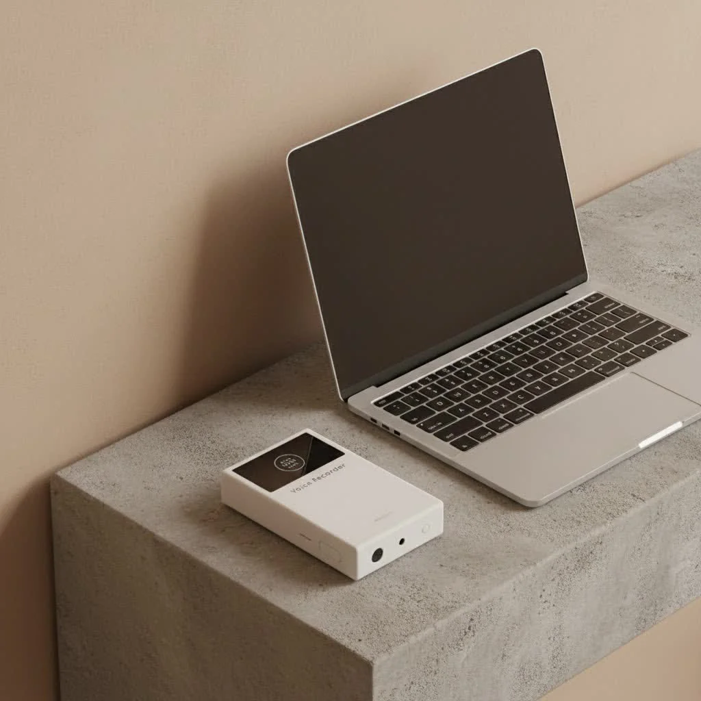 Digital voice memo recorder capturing audio