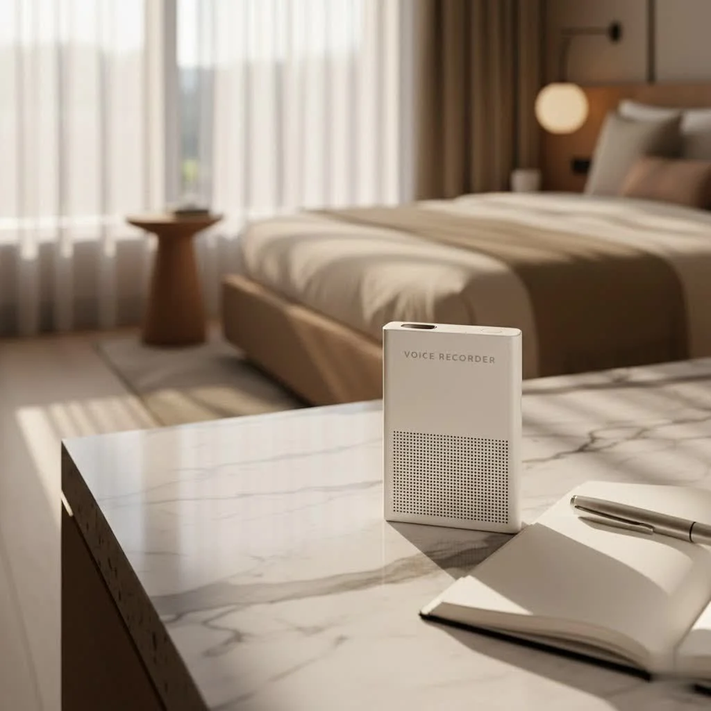 Windows 10 Voice Recorder interface showing a microphone icon