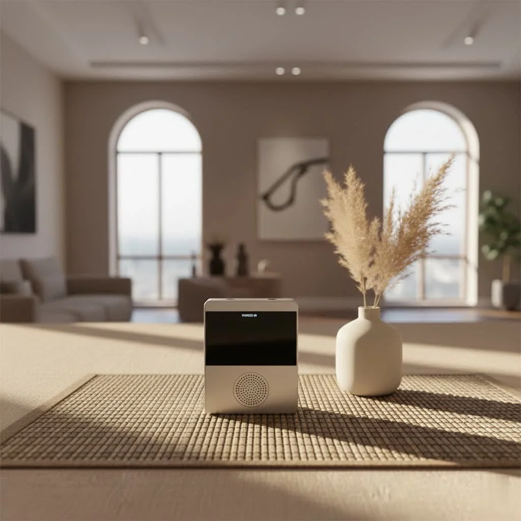 Person holding a compact digital audio voice recorder