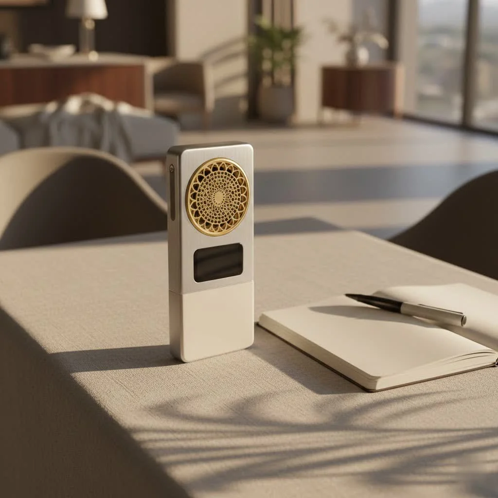 Person listening to reversed audio on headphones